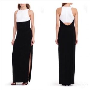 Lauren Ralph Lauren Petites Sequin Color-block Gown In White and Black